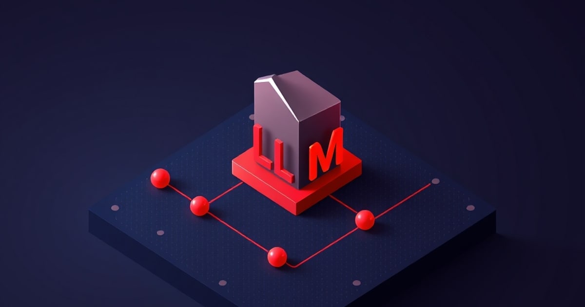 Isometric vector illustration showing cybersecurity elements with llm and red team symbols